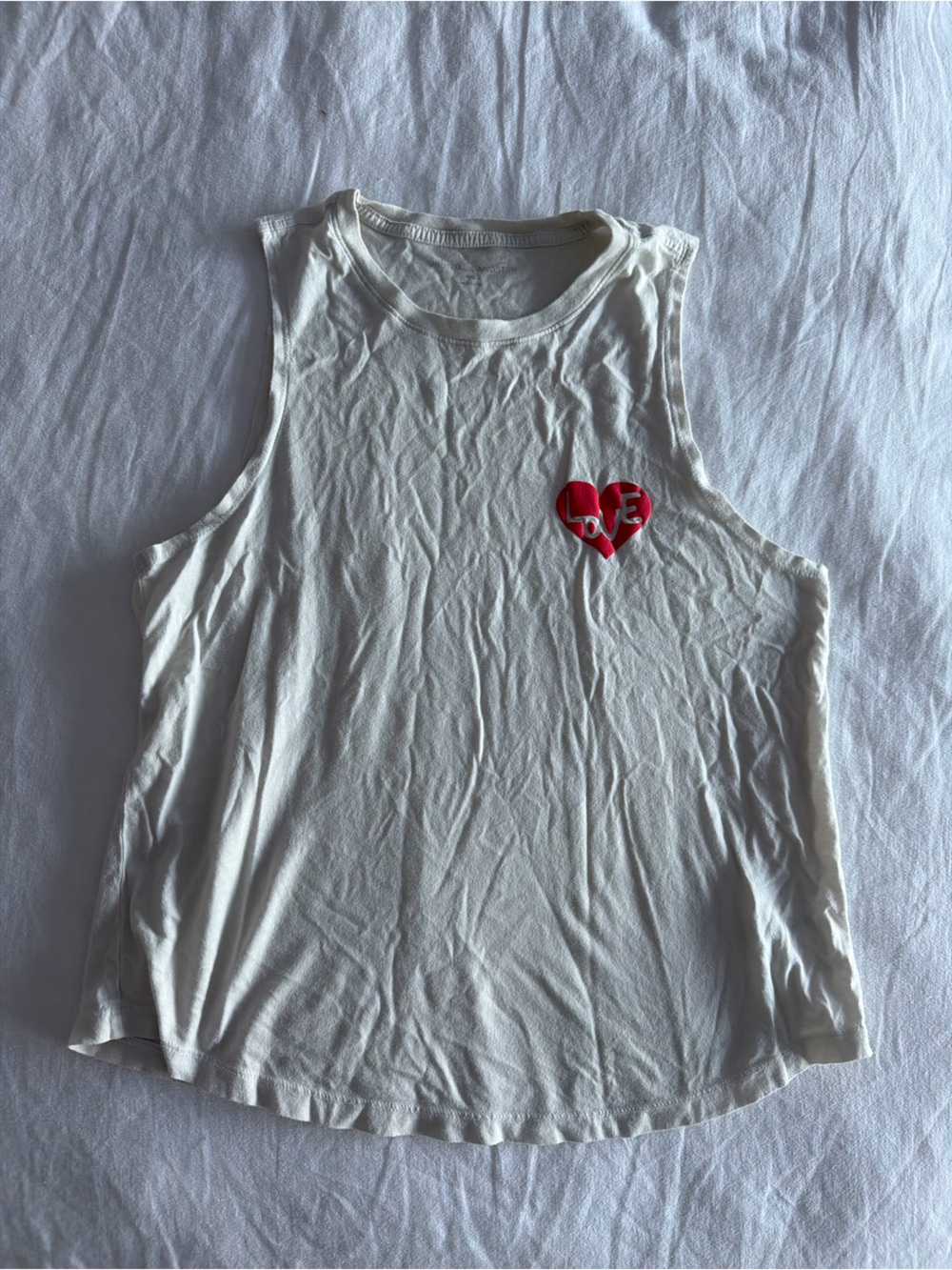 Spiritual Gangster White Tank with Red Heart Patch